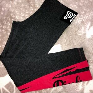 PINK Victoria's Secret Gray and Red Leggings S